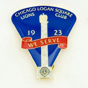 Rare Chicago Logan Square Lions Club 1923 "We Serve" Large Enamel